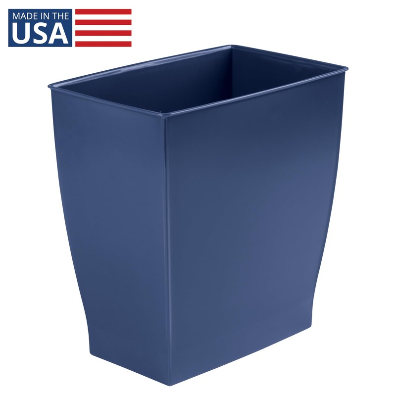 iDesign Small Plastic Bathroom Trash Can, Slim Rectangle Garbage Bin