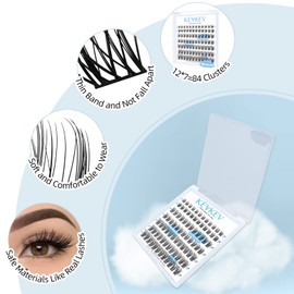 Lash Clusters 84 Pcs Cluster Lashes Eyelash Clusters DIY Cluster Eyelash Extensions Individual Lashes Thin Band & Soft(Monsoon,D-10mm)