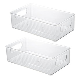 Lre Co. Fridge Organiser Set of 2, Stackable Fridge Organiser, Fridge Drawer, Kitchen Storage Box for Fridge Fridge Container with Handle, BPA Free (2 Pieces)