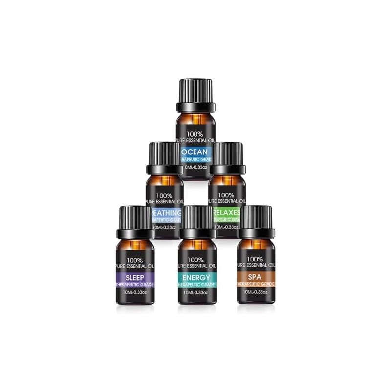 Aceites esenciales 100% naturales 6 piezas – Lavanda, Naranja, Eucalipto,