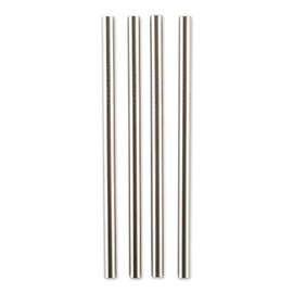 RSVP International Endurance Reusable Straws, Set of 4 - Stainless Steel, 5" | Fits Most Tumblers | Reusable | Scratch & Rust Resistance | Unbendable & Unbreakable | Dishwasher safe