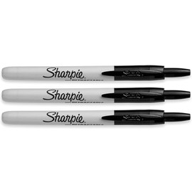 Sharpie Retractable Permanent Markers, Fine Point, Black, 3-Count