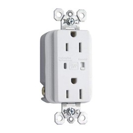 Legrand Pass & Seymour 5262WSP 15 Amp 125V Extra-Heavy Duty Surge Protective Receptacle Outlet with Audible Alarm and LED Indicator, Back and Side Wire, White (1 Count)