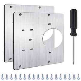 GIAK 2pcs Hinge Repair Plate Door Hinge Screw-On Hinge Repair Set for Cabinet Furniture Drawer Window Stainless Steel Plate Repair Accessories with 1 Piece Screwdriver