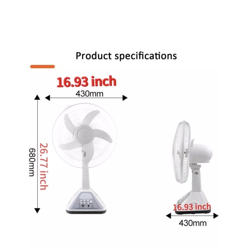 konga 16 Inch Rechargeable Solar Fan, Table Fan, Wall Fan,
