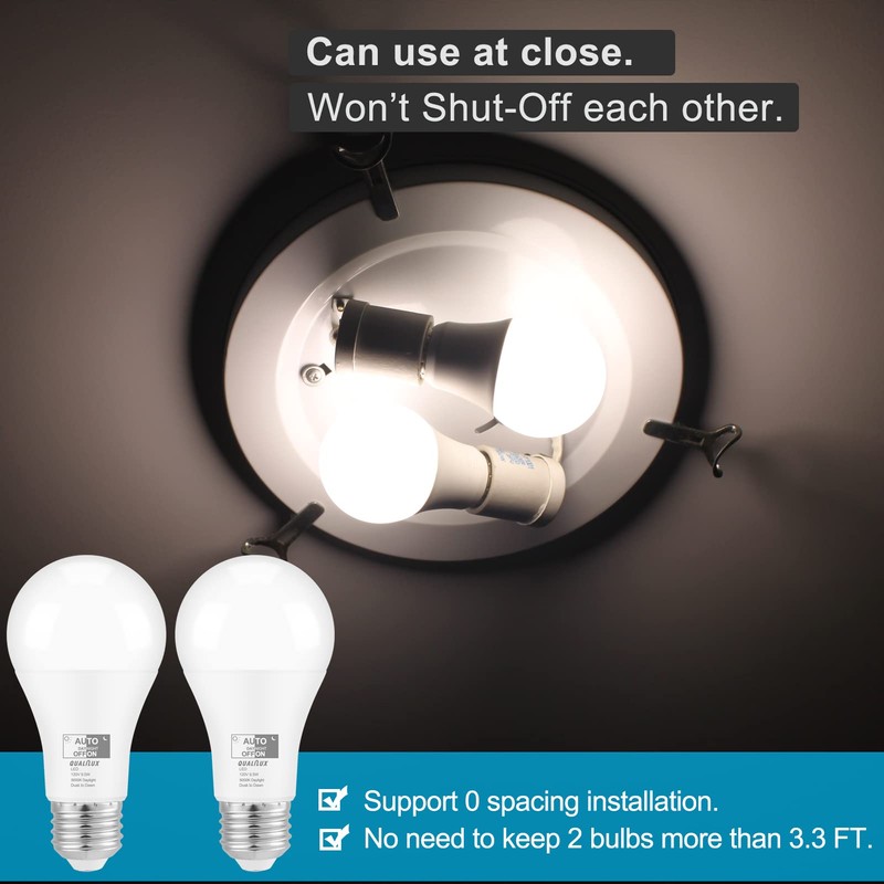 Qualilux Dusk to Dawn LED Light Bulbs 850LM, 60W Equivalent,