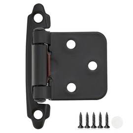 4 Pack 2 Pair Black Cabinet Hinges - 1/2 inch Overlay Kitchen Cabinet Hinges, Semi-Concealed Hinges, Self Closing Cabinet Door Hinges with Door Bumper, Black Face Mount Cabinet Hardware