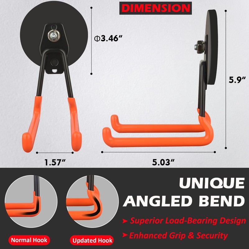 MUTUACTOR Updated Super Strong Magnetic Hooks,40lbs Anti-Scratch Large Garage Hooks