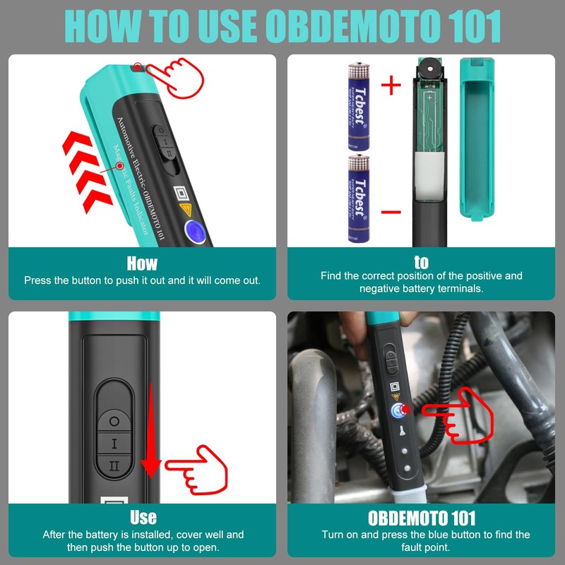 Ignition Coil Tester, OBDEMOTO 101 Automotive Electronic Faults Detector,Car Spark