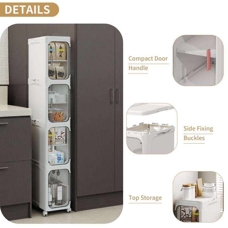 Lifelongpal 4-Tier Tall Narrow Storage Cabinet, Slim Bathroom Storage Cabinet