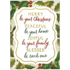 Legacy Merry Peaceful Joyful White 7 x 6 Paper Boxed Christmas Holiday Cards Set of 20