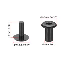 PATIKIL M5x10mm Plastic Binding Post, 24 Sets Plastic Chicago Screws Binding Screw Rivet Post Press-on Buckle for Leather Scrapbook Photo Albums, Black