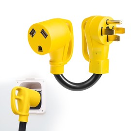 Suvnie 50 Amp to 30 Amp RV Adapter, Heavy-Duty Electrical RV Camper Cord Adapter, Durable and Safer Plug with an Easier Grip for RV Camper Caravan Van Trailer, Car Accessories