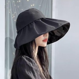 LOLO Sombrero para Sol Mujer Grande Visera Verano Suave Portable (MX/US, Alfa, Talla única, Negro)