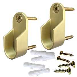 Oval Closet Rod End Supports | Screw on Type | 15mm x 30mm | Satin Brass | 2 Pack