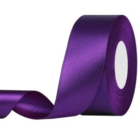 Showin 1 1/2 Inch Double Face Satin Ribbon Purple, 50Yards Craft Fabric Ribbon for Gift Wrapping, Floral Bouquets, Wedding Decoration