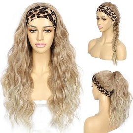 SAPPHIREWIGS Body Wave Diadema Pelucas Para Mujeres Rubio Miel Con Puntas Pelo Sintético Desgaste Y Ir Peluca Sin Pegamento Natural Largo Ondulado Med