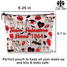 Vampire TV Show Inspired Makeup Bag Team Damon Stefan Salvatore Since 1864 Cosmetic Bag TVD Merchandise Gift (Team Salvatore)
