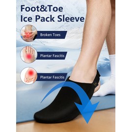 Foot Ice Pack for Toes 1 Pair,Freeze Flexible Ice Gel Socks Cold Therapy,Foot & Toe Ice Pack Wrap for Tendonitis, Plantar Fasciitis, Swelling, Sprained,Sport Injuries,Black (Black of 2)
