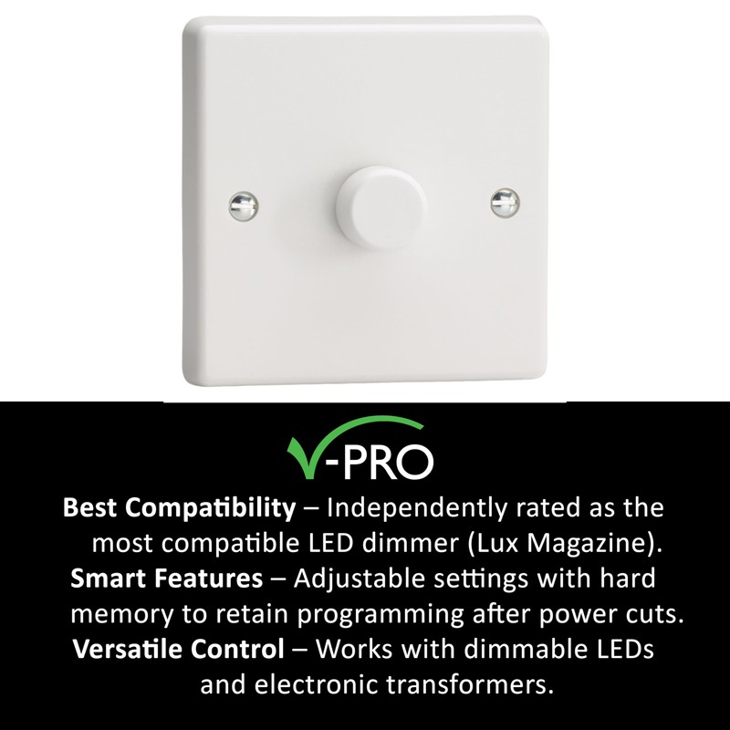 Varilight 1-Gang 2-Way Push On/Off Rotary LED Dimmer 1 x