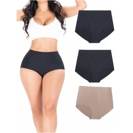 BE SHAPY 8520 x3 Pack Fajas Colombianas Seamless Tummy Control Body Shaper High Waist Underwear Panties Shapewear for Women