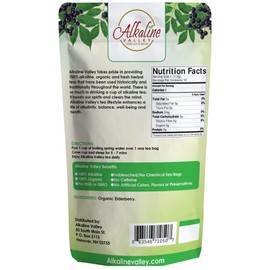 Elderberry Tea Organic - 15 Unbleached/Chemical-Free Elderberry Tea Bags - Pack of 6 - Caffeine-Free, No GMO, 100% Alkaline