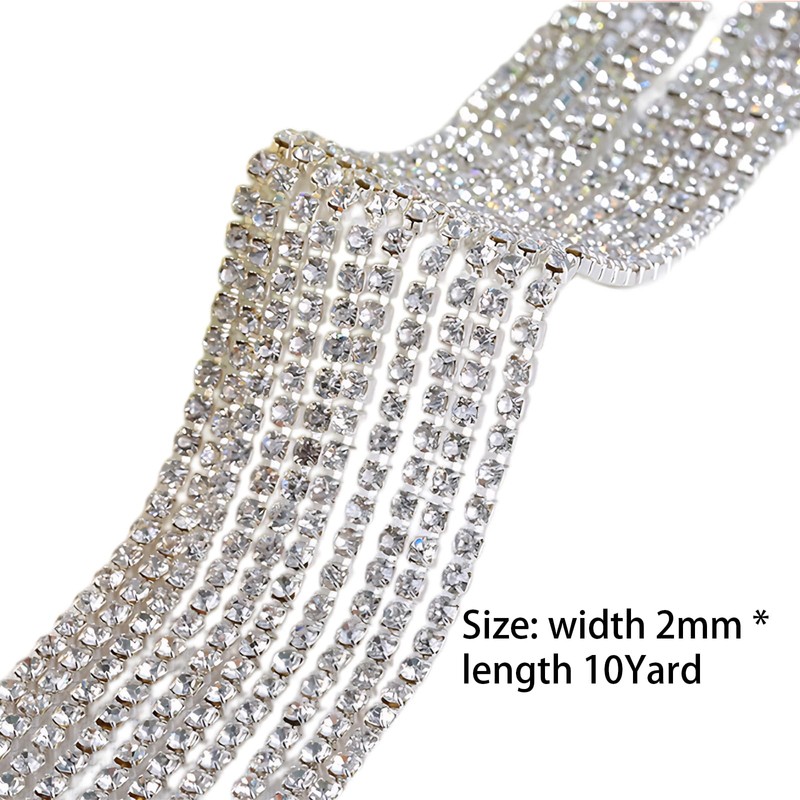 10Yards Crystal Rhinestone Chain Trim 2MM Crystal Claw Cup Chain