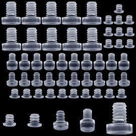 Alpinleux 50 Pcs Glass Top Table Bumpers with Stem, Assorted Rubber Grippers, Anti Slip Glass Bumpers, Clear Table Top Bumpers for Furniture (5 Sizes)