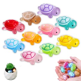 WQNNQW Luminous Mini Turtles Pack of 10 Mini Resin Figures, Colourful Mini Animals Turtle Decoration for DIY Landscape, Aquarium, Garden Decoration, Home Decoration
