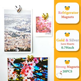 Pack of 20 Heart Magnets 3D Fridge, Small Decorative Magnets for Fridge & Magnetic Board, Heart-Shaped Fridge Magnets for Whiteboard, Blackboard & Office Decoration, Magnet for Children and Adults