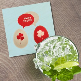 Unbranded Happy Easter Talking Eggs 4'' X 4'' Square Wooden Coaster