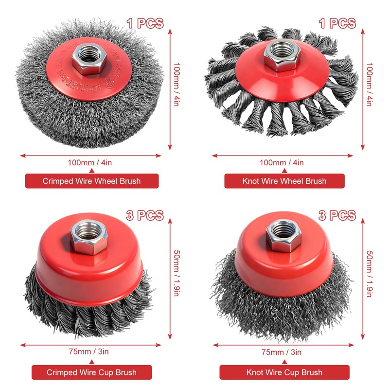 Aigreat 8PCS Wire Wheel Brush for Angle Grinder, Wire Wheels
