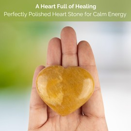 Yellow Aventurine Heart Palm Stone, Heart Shaped Crystals and Healing Stones- Pocket Worry Stone for Anxiety and Stress Relief - Healing Crystals for Meditation, Reiki, Spiritual and Crystal Gifts