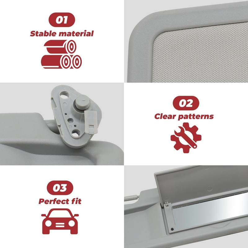 Pair Gray Sun Visor Compatible with Civic 2006-2011 83230-SNA-A01ZA
