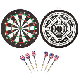 GSE Games & Sports Expert 18"x1" 2-in-1 Paper Dartboard Game Set with Six 17G Steel Tip Darts. Baseball and Dart Board Games Set