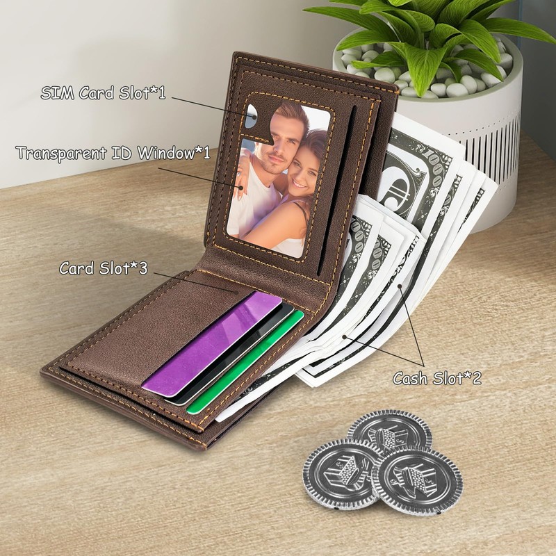 Energather Wallets for Men, Bifold Wallets with Multiple Card Slots,
