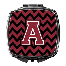 Caroline's Treasures Letter A Chevron Garnet and Black Compact Travel Mirrors, Multicolor