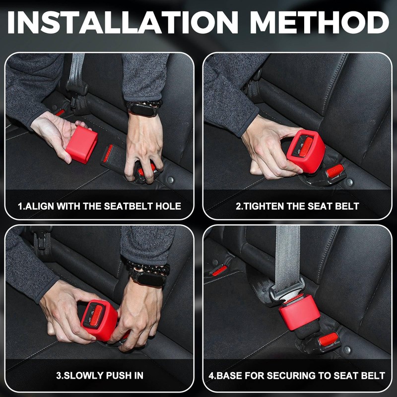JSCARLIFE Seat Belt Buckle Holder 2 Pack, Universal Silicone Rear