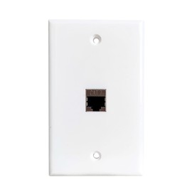 BOPLAT Single Gang Ethernet CAT7 Wall Plate Female to Female - 1 Port Shielded Network CAT 7 RJ45 Keystone Jack Outlet Wallplate for CAT8/CAT7/CAT6 Cables - White