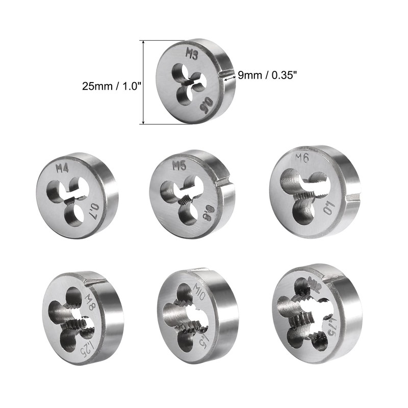 sourcing map 8pcs Round Die Stock Handle Wrench Set, M3