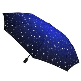 Eburffo Portable Travel Umbrella Starry Night Folding Automatic Compact Anti-UV Umbrellas for Rain/Sun