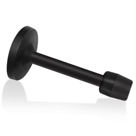 Door Stopper, Black Door Stop Wall Mount 4 Inch Door Stop with Sound Dampening Rubber Bumper Tips Solid Rigid Stainless Steel Doorstops Wall Protector for Indoor Outdoor, 100mm