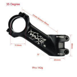 CYSKY 35 Degree Bicycle Stem 31.8 60 mm/70 mm/90 mm/110 mm MTB Stem Mountain Bike Handlebar Stem Short for Bicycle, Road Bike, MTB, BMX, Cycling (90 mm)