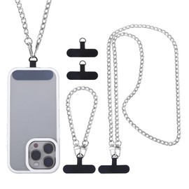 2 Pack Silver Phone Lanyard Crossbody with Patch,Cell Phone Lanyards for Women,Lanyard for Cell Phone,Phone Strap Crossbody for Women Most Phone,Phone Lanyards for Around the Neck Wrist