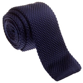 Retreez Vintage Smart Casual Men's 2" Skinny Knit Tie - Navy Blue