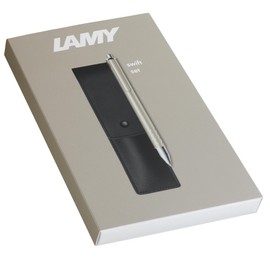 Lamy Swift Matte Black Rollerball Pen Gift Set - Rollerball Pen with Liquid Writing Feel - Full Metal Housing in Line Width B - Includes Rollerball Refill M 66 in Blue & Genuine Leather Case