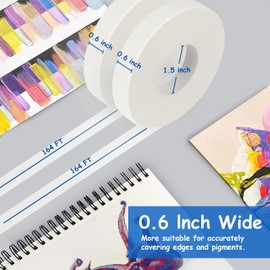 ZARBRE Artist Tape, 2 Pack White Art Tape for Watercolor Paper, Medium Tack Masking Drafting Tape for Painting Canvas Framing, Acid-Free, 0.6in Wide 328FT Long Total