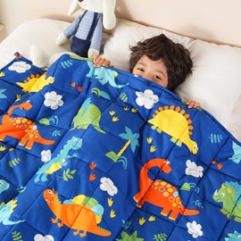 Sivio Weighted Blanket 3lbs, Blue Dinosaur Small Cooling Heavy Blankets, Washable Breathable Weighted Throw Blanket for Sleep, 36"x48"-3lb