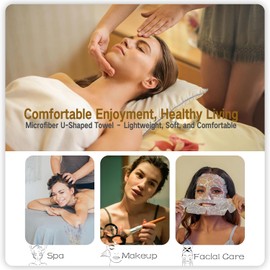 12 toallas faciales de microfibra en forma de U para esteticistas, toallas de spa ultra suaves y absorbentes para masaje, vapor facial y cuidado de la piel (blanco cálido)