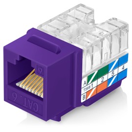 Everest Media Solutions 90° Angled CAT6 Keystone Jack in Purple - Slim Profile RJ45 Ethernet Connector - Compatible with 90° Angled Speed Termination Tool - easyJACK (B094WB91H3) - 10-Pack